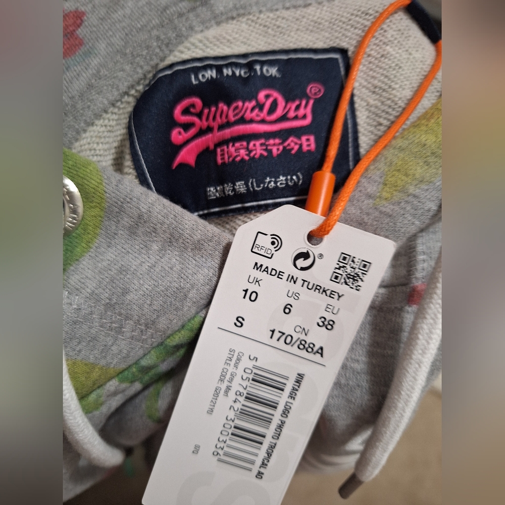 NWT Superdry And Co Vintage Logo Photo Tropical Floral Hoodie Sweatshirt - Picture 7 of 12
